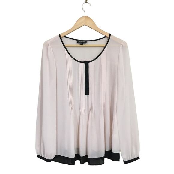 Spense Sheer Pink  Pleated Long Sleeve Blouse Size Medium - Picture 1 of 7